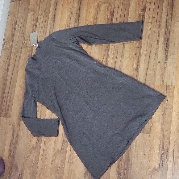 EVERLANE Dark Gray Mock Neck Cotton Jersey Long Sleeve Minimalist Dress - Picture 3 of 9